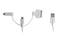 Hähnel - Charging / data cable - USB male to Apple Dock, Micro-USB Type B, Lightning male - 1.5 m